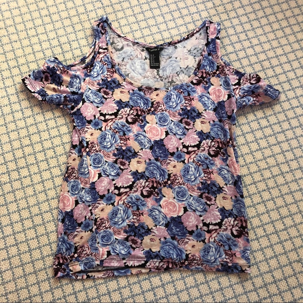 floral cold-shoulder top